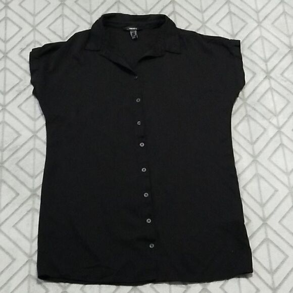 Black Button Up T Shirt Dress - Picture 1 of 4